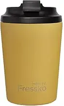 made by Fressko Reusable Coffee Cup - Stainless Steel Insulated Mug - Leak Proof Travel Cup for Hot/Cold Drinks - 3 Hr Heat Retention - Fits Car Holders & Coffee Machines - Canary - 8oz 227ml