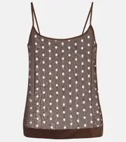[Dries Van Noten] Dries Van Noten Polka-dot silk-blend tank top AU 10 brown