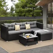 Livsip Outdoor Lounge Setting 5-7pc Wicker Sofa Set Rattan Patio Garden Furniture