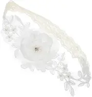 [SHERCHPRY] Comfortable Bridal Leg Warmers Elastic Belt Ring Women Ring Flower Garters for Wedding Reception White