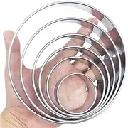 6 PCS Round Cookie Cutter Set (2, 3, 3.5, 4, 5, 6 Inch) DOCZEN Large Stainless Steel Circle Cutters Donut Cutter for Baking, Biscuits, Cakes, Sandwiches - Durable & Easy to Clean