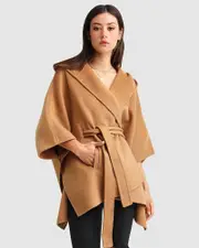 [Belle & Bloom] Jackson Landing Wool Blend Cape Coat - Dark Camel