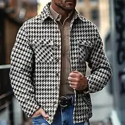 Men's Plaid Geometric Pattern Cowboy Shirt Jacket Overshirt Long Sleeve Vintage Casual Daily Wear Going out Fall Winter Collared Shirts Buttons 3D Print 2 Poc
