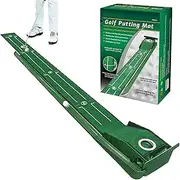 Golf Putting Mat - Portable Putting Green,Indoor Outdoor Golf Training Velvet Mat with Automatic Ball Return for Home