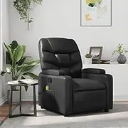 Massage Recliner Chair, Reading, Black Faux Leather Lounge, Comfy, Space Saving, Room Furniture