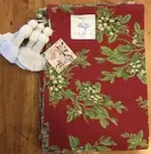 April Cornell Euro Tablecloth 48 X 72 Christmas Mistletoe Red Cotton India NEW