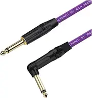 ROBAUN Instrument Guitar Cable 6.35mm TS Jack Cable 1/4 Inch Straight to Right Angle Electric Bass Guitar Cord for Keyboard(BK-Purple,25m)