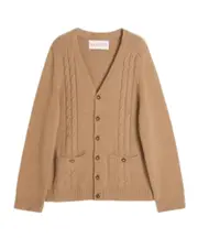 Valentino Button-Up V-Neck Cardigan L camel