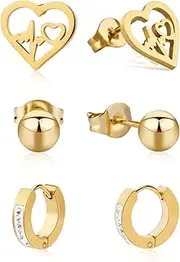 [SMYHTGLIF] Small Hunggie Hoop Earrings for Women Gold Plated Hypoallergenic Stack Cartilage Stud Earrings Set for Multiple Piercing