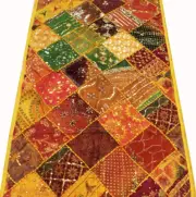 Ind Cotton Patchwork Table Throw Embroidered Dining Table Wall Hanging Tapestry