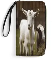 [BFGWK] Large Wallet Novelty Cute Goat Printing Long Wallet With Zipper Leather Wallet Suitable For Both Men And Women, style, 19.7x10.5cm, Style, 19.7x10.5cm, 现代