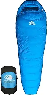Hyke & Byke Down Sleeping Bag for Backpacking - Quandary 15 Degree F Ultralight, Ultra Compact Down Filled 3 Season Men's and Women's Lightweight Mummy Bags