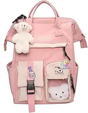 [HFDFG] Kawaii Backpack with Kawaii Pin and Accessories, Aesthetic Backpack, Large Capacity Girl School Bag, for Girls