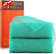 2 Pieces African Bath Sponge African Net Long Net Bath Sponge Exfoliating Shower Body Scrubber Back Scrubber Skin Smoother,Great for Daily Use (Green)
