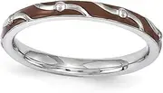 [JewelryWeb] 2.5mm 925 Sterling Silver Polished Patterned Stackable Expressions Brown Enamel Ring Jewelry Gifts for Women - Ring Size Options Range: J to T