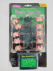 Vintage Joybrite Santa Christmas Novelty String Lights Blow Mold Style