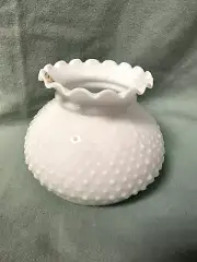 7" MILK GLASS WHITE HOBNAIL STUDENT KEROSENE OIL ELECTRIC TABLE LAMP SHADE NOS