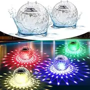 Floating Pool Lights, Solar Pool Lights with RGB Color Changing Waterproof Pool Lights that Float for Swimming Pool at Night Hangable LED Disco Glow Ball Lights for Pond, Garden, Backyard (2 Pcs)