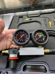 Cylinder Leak Down Tester Automotive Engine Compression & Leakage Dual Gauge Kit