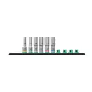 Wera 05005470001 Magnetic Socket Rail C Deep 1 Socket Set, 1/2" Drive, 6 Pcs