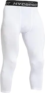 [HYCOPROT] Mens 3/4 Compression Leggings Athletic Tight Sprots Compression Pants Cool Dry Base Layer Trousers for Running Workout Sports Yoga Basketball