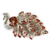 OFF PARK COLLECTION PAVE Crystal Rhinestone ROSE GOLD PEACOCK Brooch Pin NEW