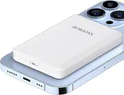 ROMOSS Magnetic Power Bank Battery, 5000mAh Wireless Portable Charger with USB C Cable, Compatible with MagSafe iPhone 16/15/14/13/12 Series, Samsung S24/S23/S22 and More Android