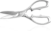 TONMA Kitchen Shears Heavy Duty [Made in Japan], All Stainless Steel Japanese Poultry Shears, Sharp Kitchen Scissors All Purpose for Food, Crab, Meat, Seafood, Chicken, Vegetables, Dishwasher Safe