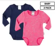 2x BONDS stretchy Ribbed long sleeve Bodysuit Wonderbodies zippy - size 0000