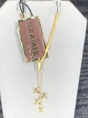 Kramer New York Necklace Gold Tone XXXX Kiss Pendant Dainty 16” 1960’s NOS