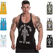 Gold's Gym GGVST004 Men's Training Sports Fitness Tank Top Muscle Joe Contrast Stringer Vest