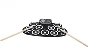 Dual Speaker Electronic Pad Set with Foot Pedals for Drumming Practice Roll Up White