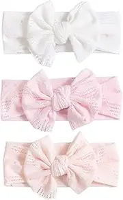 ZOKJSW Cute Nylon Hair Bands for Girls Elastic Soft Headwear Bowknot Children Toddler Headbands Baby (Pack of 3)