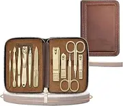 11 Piece Manicure Pedicure Set and Grooming Kit for Men and Women Carbon Steel Gilded Tools Nail Clipper Set Portable Travel Case