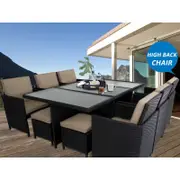 Centra 12 Seat PE Wicker Outdoor Dining Set - Black