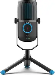 JLab Talk USB Microphone, USB-C Output, Cardioid, Omnidirectional, Stereo or Bidirectional, 96k Sample Rate, 20Hz - 20kHz Frequency Response, Volume, Gain Control, Quick Mute, Plug & Play
