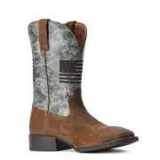 Ariat Men's Sport Flying Proud Taupe & Green Camo Square Toe Boots 10042405