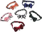 6Pcs Cat Collars with Bowtie and Bell Plaid Design for Kittens and Pets for Holidays and Parties Fits Neck