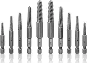 10 Pcs Screw Extractor Set High-Speed Steel Easy Out Broken Bolt Removal Kit Damaged and Stripped Screws Remover Water Pipe Screw and Spiral Removing Tool with 1/4" Hex Shank