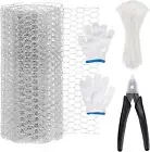 104Pcs 236"X13.78" Chicken Netting Wire Mesh with Pliers, Gloves, Wire Ties, Gal