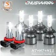 6x H7+H7+H11 LED Combo Headlights Fog Light Bulbs For Smart Fortwo 2008-2015
