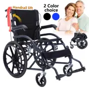Foldable Wheelchair Park Brakes Lightweight Soft Mobility Aid 20" Fold Disabled