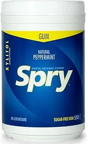 Spry Fresh Natural Xylitol Chewing Gum Dental Defense System - Aspartame-Free, Sugar-Free, Non-GMO, Gluten-Free (Peppermint, 550 Count - Pack of 3)