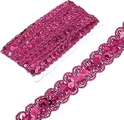 uxcell 2.3cm x 13m Sequin Trim Rose Red Wave Flat Sequin Braid Trim Strip Paillette Ribbon for Crafts, Embellishments, DIY Sewing Costume Decor