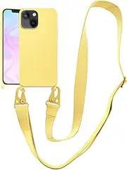 VooDirop Compatible with iPhone 6 6S 7 8 Case, iPhone SE 3 2022/ iPhone SE 2 2020 Case with Lanyard Crossbody iPhone Case with Strap Adjustable Silicone Phone Cover for iPhone, Lemon Yellow