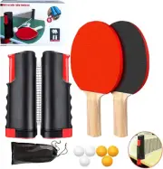 RYUREI Ping Pong Paddle Set, Portable Table Tennis Set with Retractable Net, ...