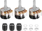 uxcell 3 Pack WH138 Potentiometer 100K Ohm Single-Joint Variable Resistors 3 Terminals Linear Taper Rotary with Knob Cap for Audio Volume Control