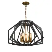 GAMBA Pendant Lamp Light Interior ES X 5 Antique Brass Wide Angular Cage OD600mm