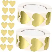 ZUNOXAZ 2 Rolls Heart Shaped Self Adhesive Sealing Label Stickers of Wedding Envelope Seal Stickers for Parties and Decorations