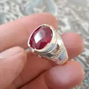 Elegant Ring Red Ruby Stone Natural Unheated Untreated Ruby Gem Silver 925 Ring